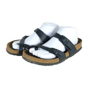 Birkenstock Women's Mayari US8 EU39 Birkibuc Black Flat Strappy Slide sandals